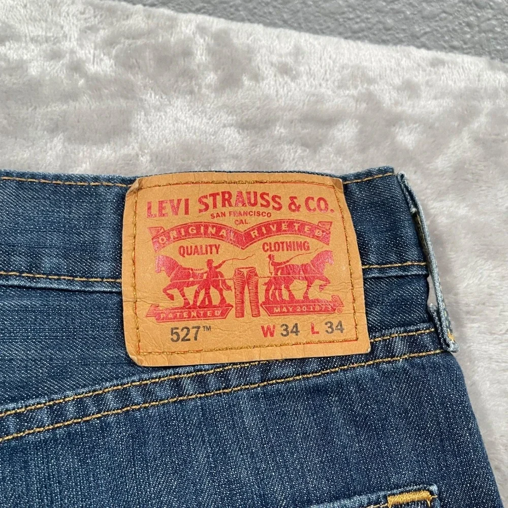 Levis 527 Jeans Mens 34x34 Blue Bootcut Denim Cowboy Western Rodeo Ranch Pants